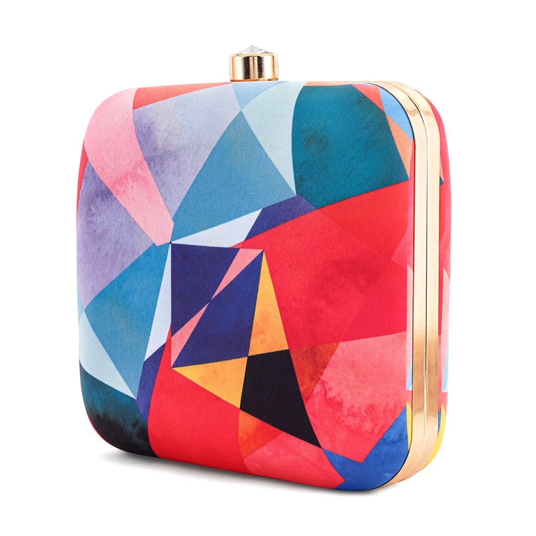Multicolored Pattern Printed Clutch