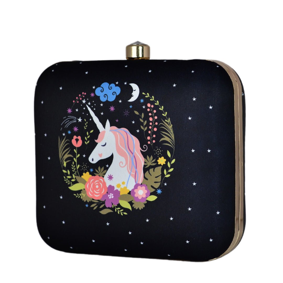 Graceful Unicorn Printed Clutch