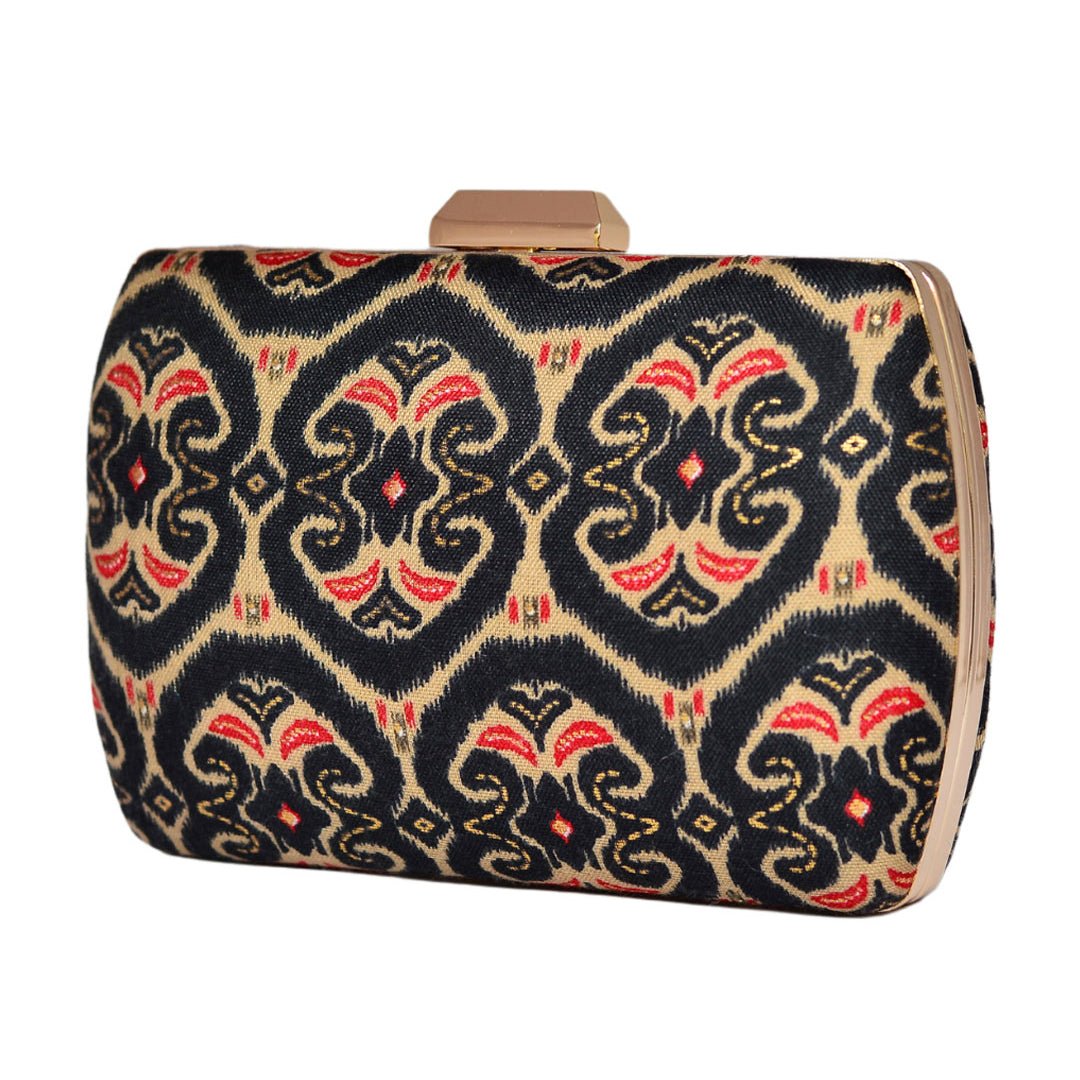 Black-Red Fabric Clutch