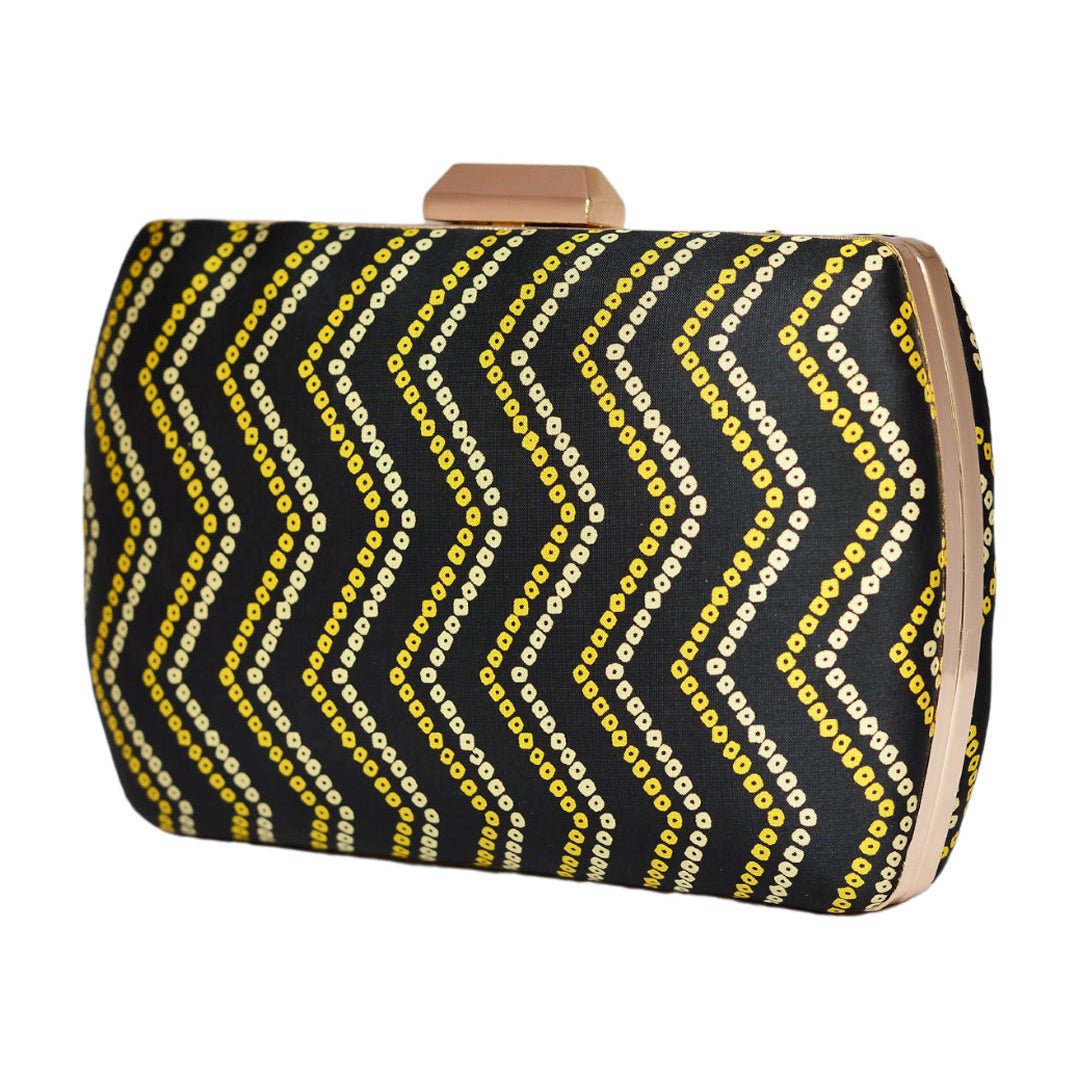 Black Zigzag Fabric Clutch