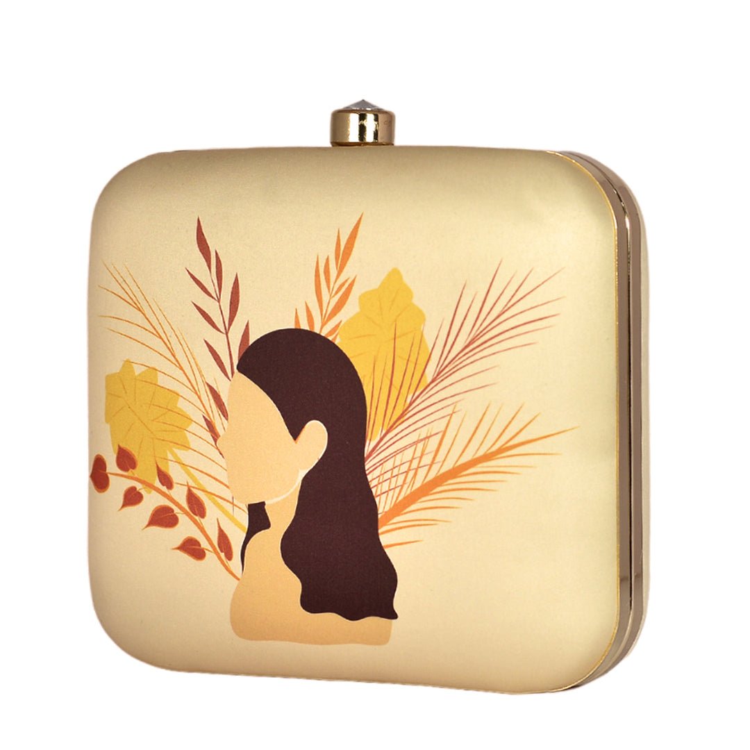 Elegant Woman Portrait Printed Clutch