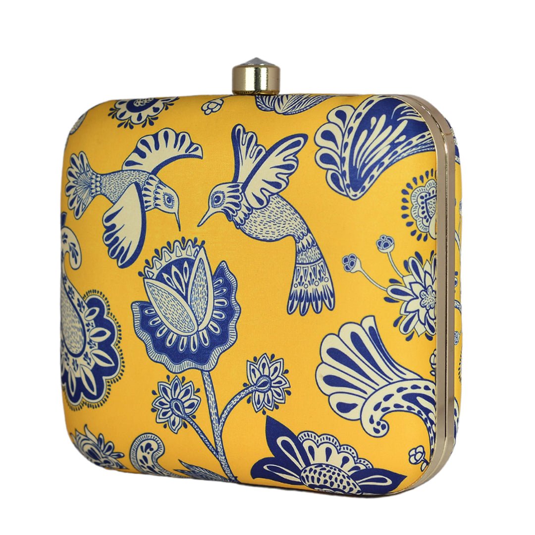 Blue Floral Printed Clutch