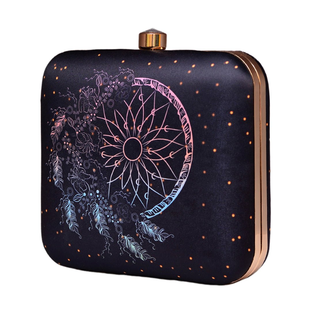 Pink-Blue Dream Catcher Printed Clutch