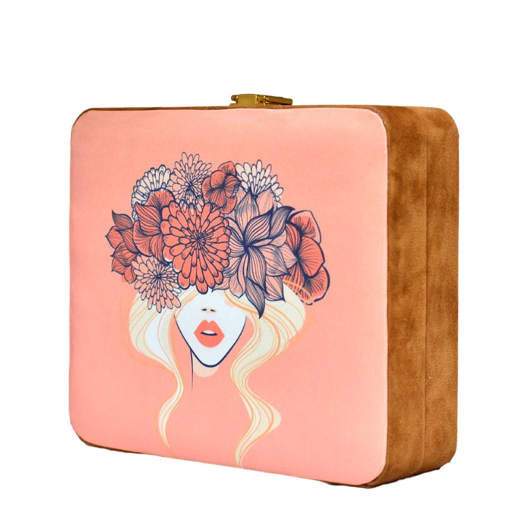 Selmon Pink Floral Printed MDF Clutch