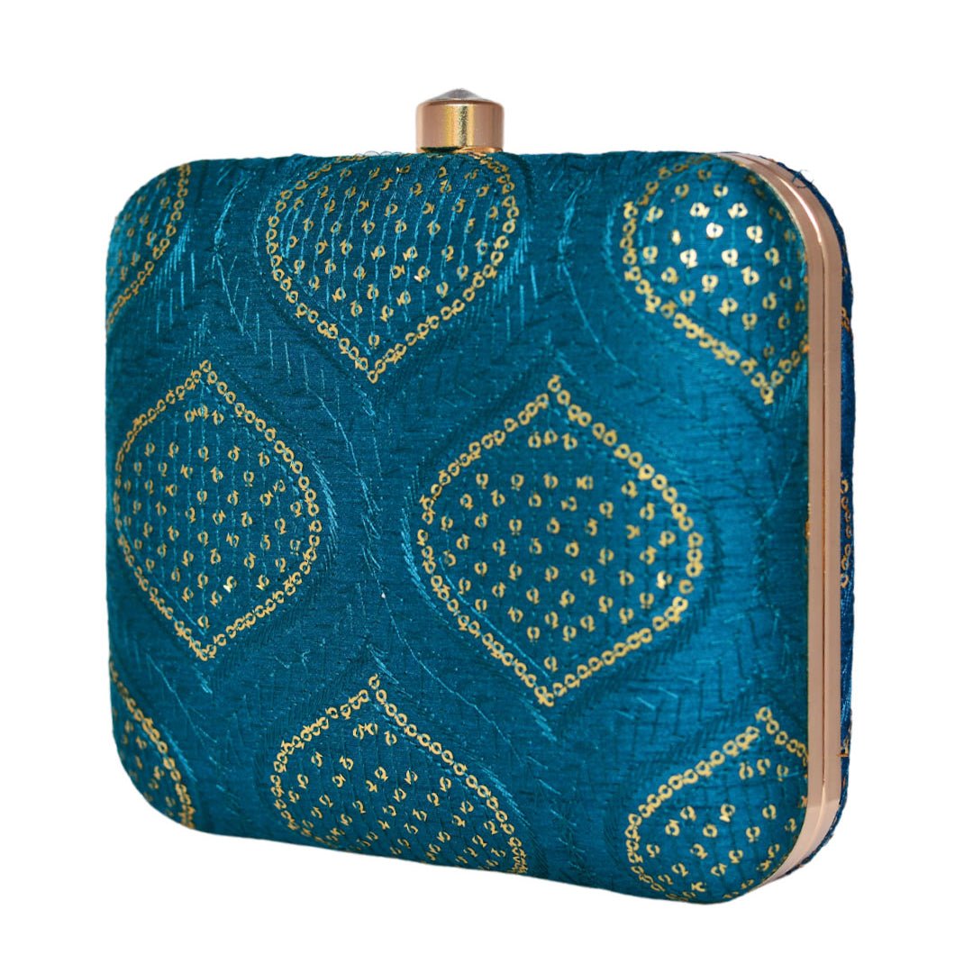 Yale Blue Embroidered Clutch