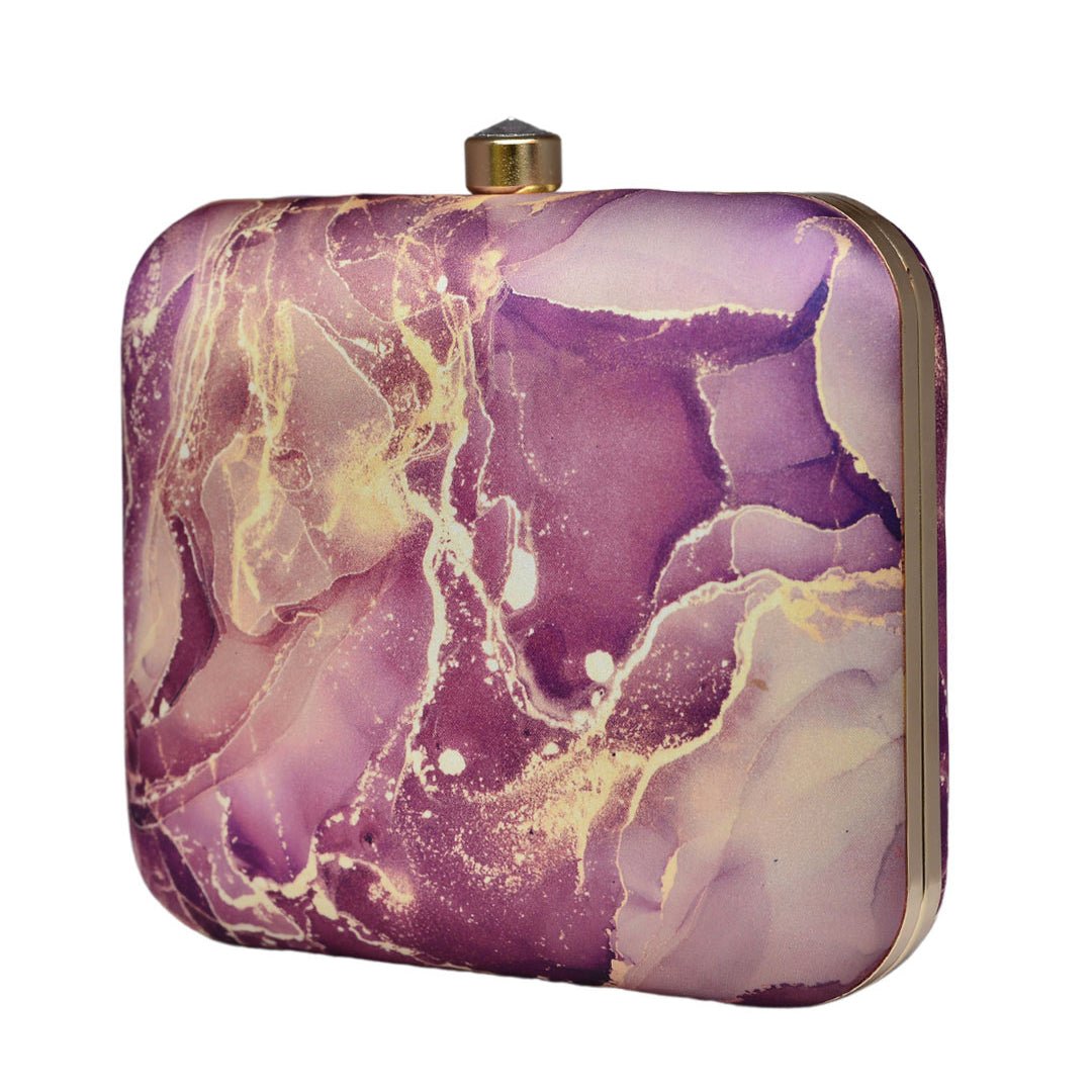 Burgundy Resin Printed Clutch