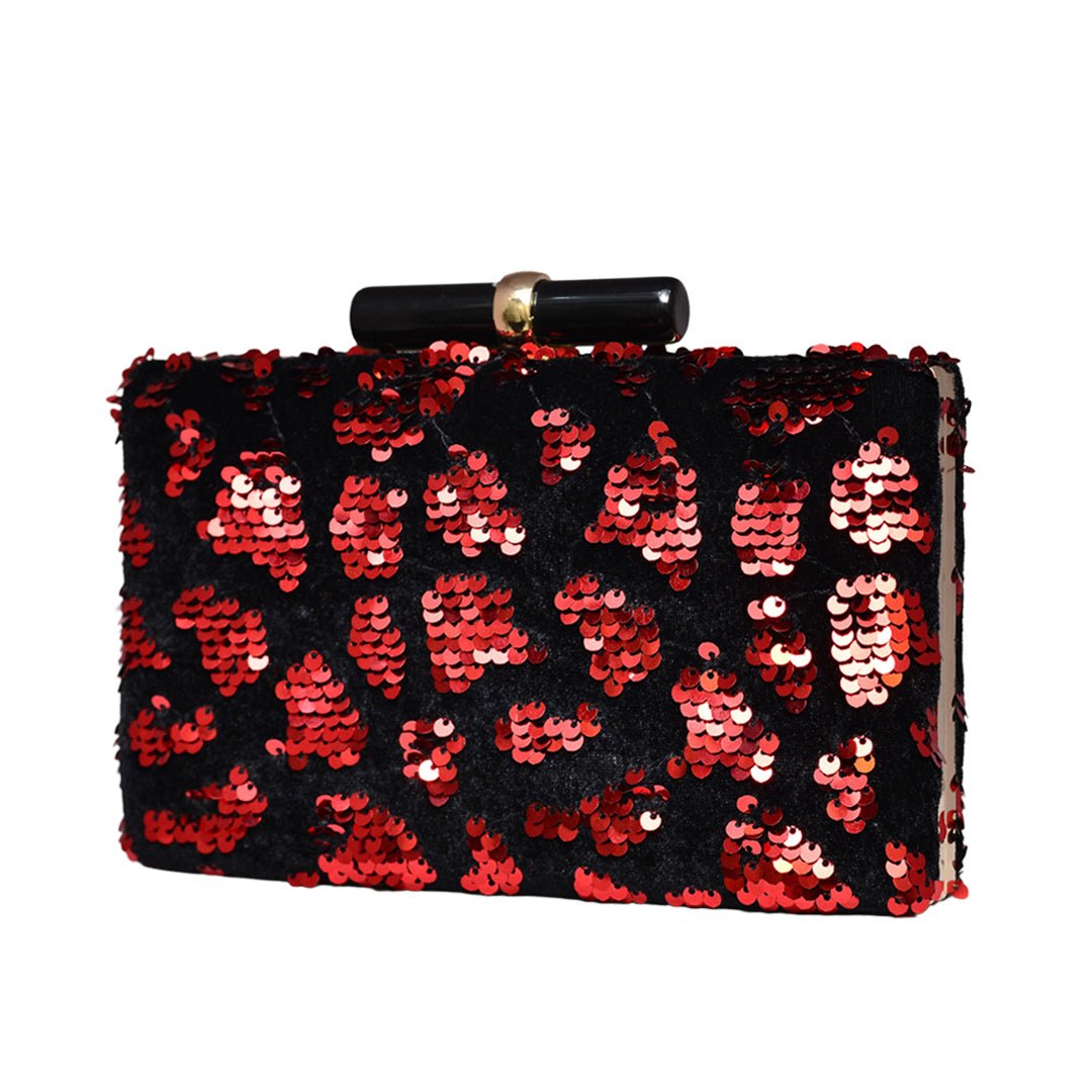 Black-Red Sequins Clutch