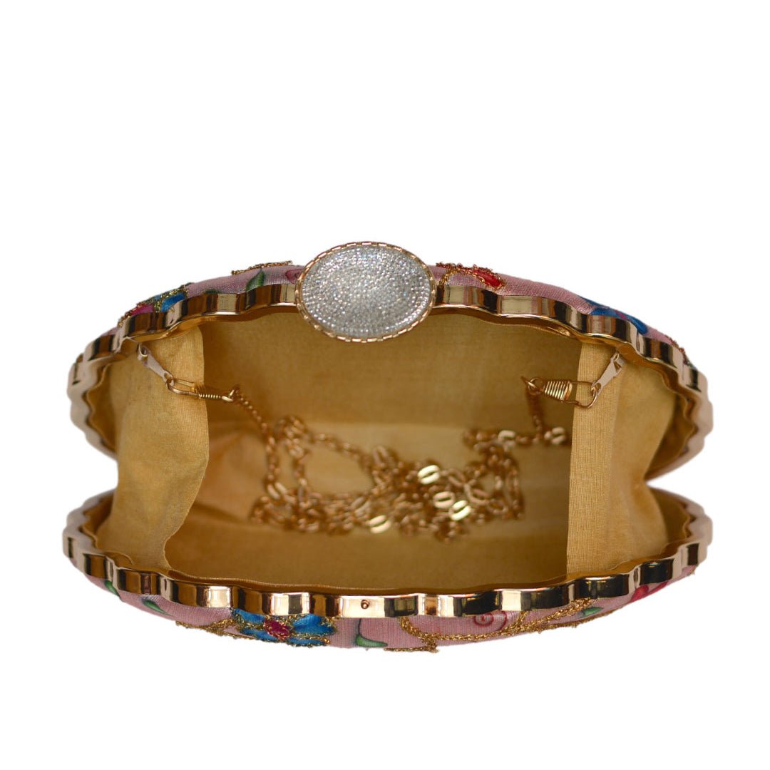 Artklim Bright Pink Base With a Burst of Colors Clutch