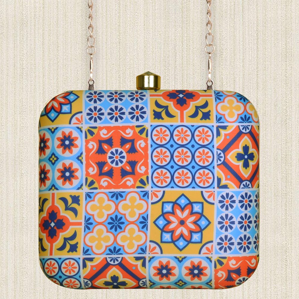 Artklim Multicolor Traditional Printed Clutch