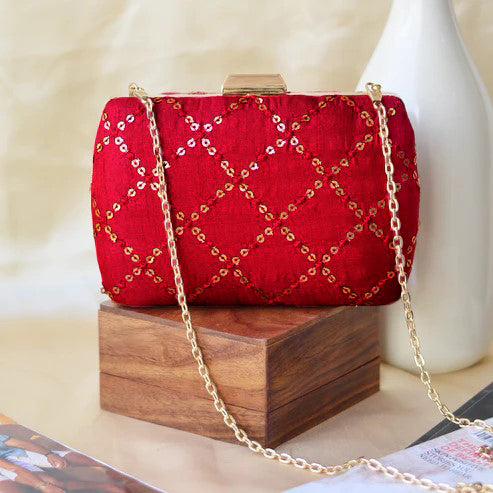 Red With Shining Sequin Clutch