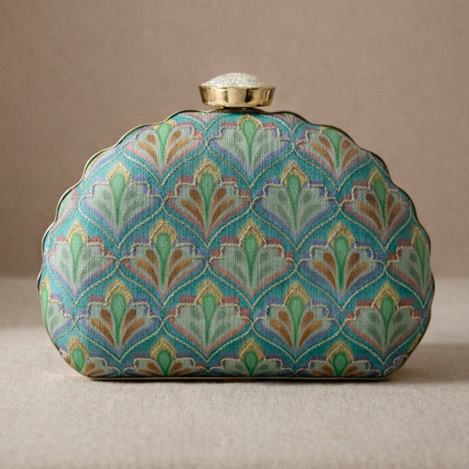 Artklim Blue Patterned Embroidered Clutch