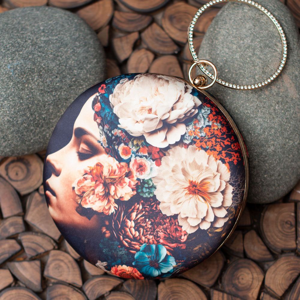 Artklim Floral Fascination Round Printed Clutch