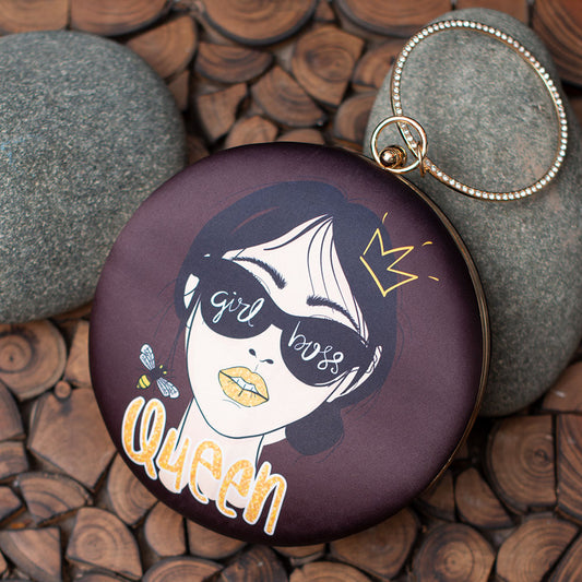 Artklim Boss Lady Round Printed Clutch