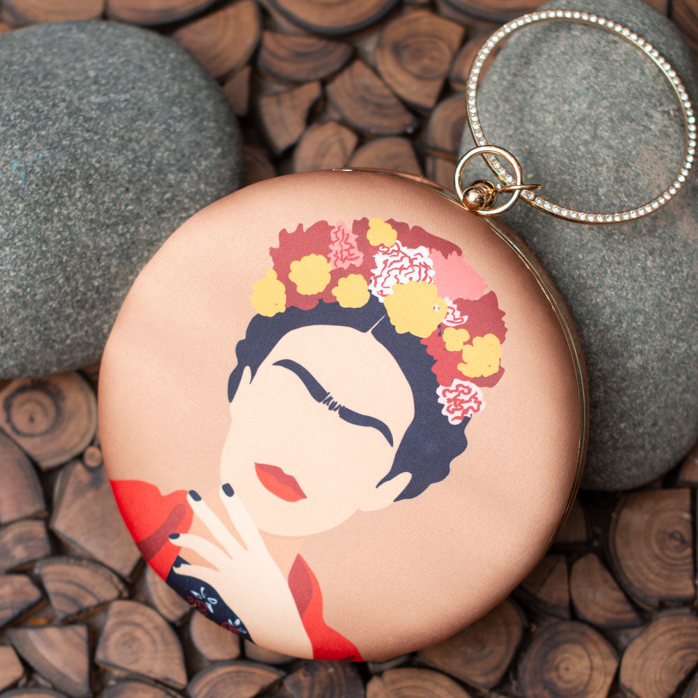 Artklim Frida Kahlo Round Printed Clutch