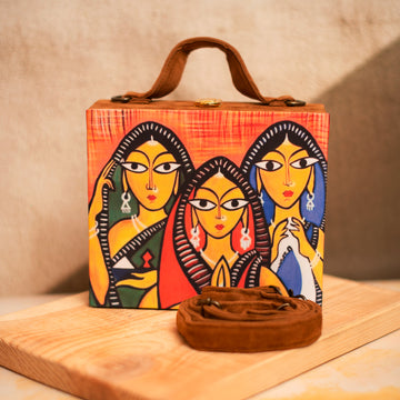 Artklim Madhubani Printed Suitcase Style Clutch