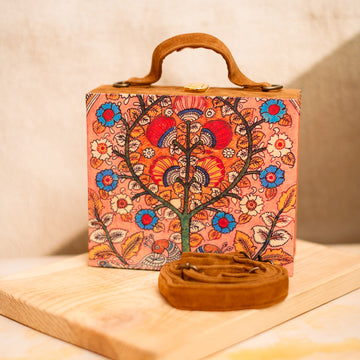 Artklim Madhubani Floral Printed Suitcase Style Clutch