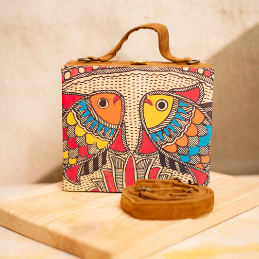 Artklim Madhubani Printed Suitcase Style Clutch