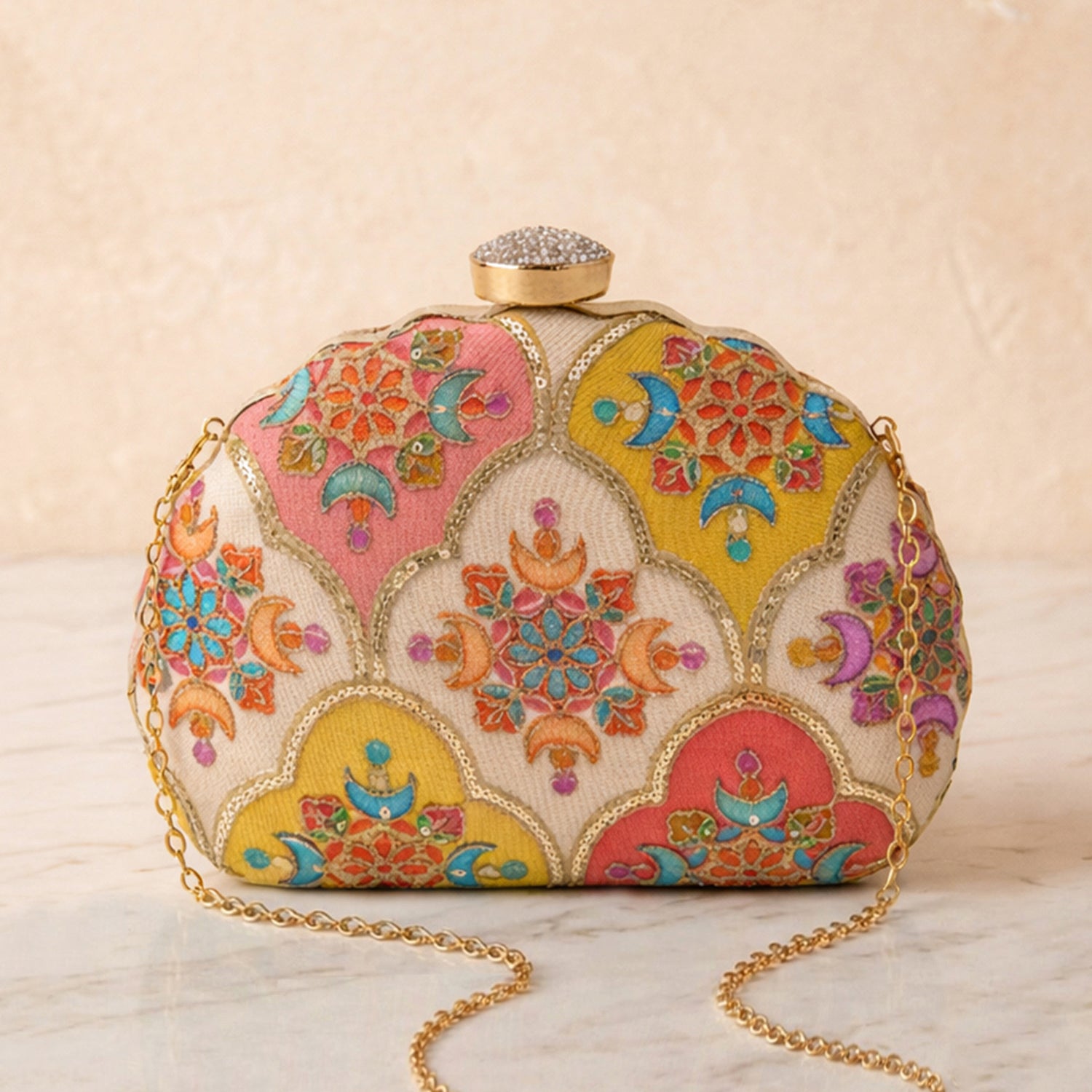 Artklim Designer Ethnic Floral Embroidred Clutch