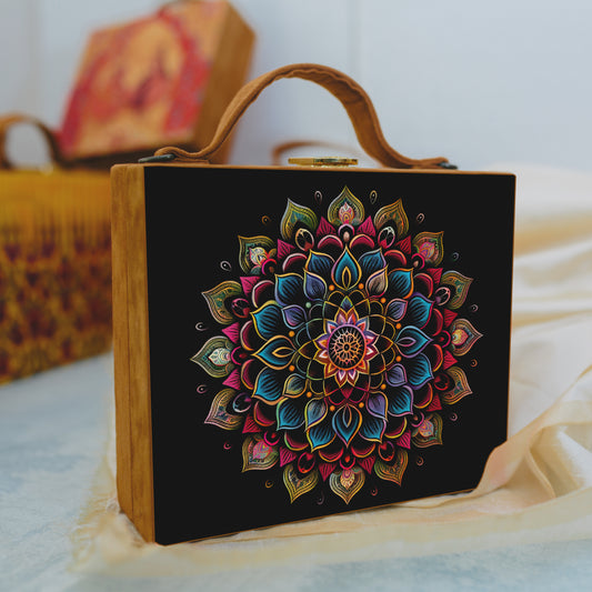 Mandala Art Printed Suitcase Style Clutch
