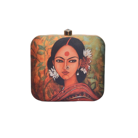 Indian Woman Printed Clutch