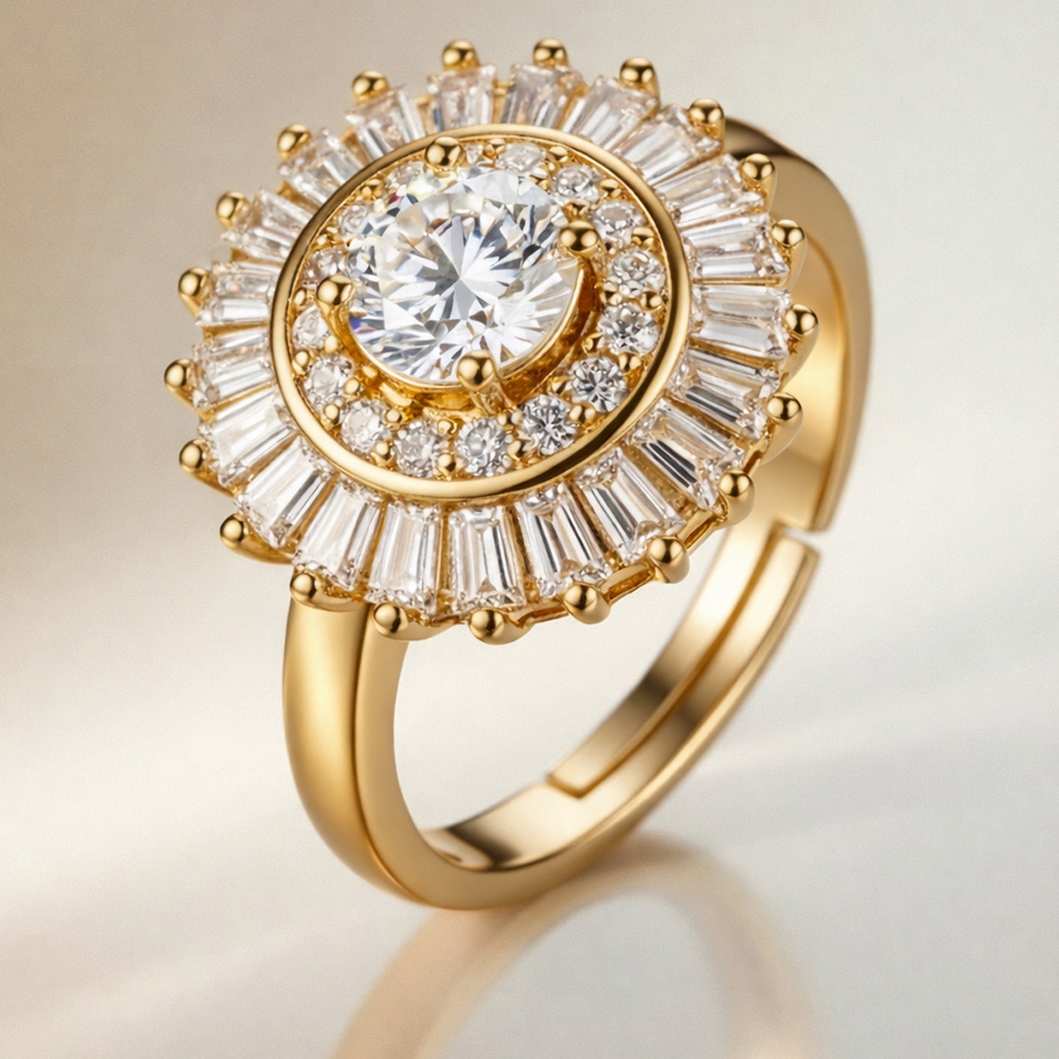 Artklim Gold-Plated Sunburst Spark Anti-Tarnish Ring