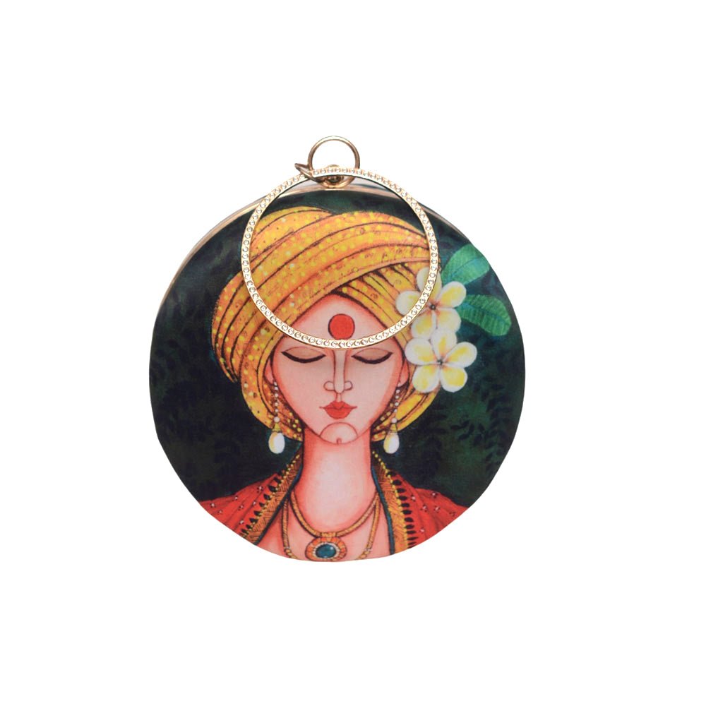 Indian Women Printed Round Clutch