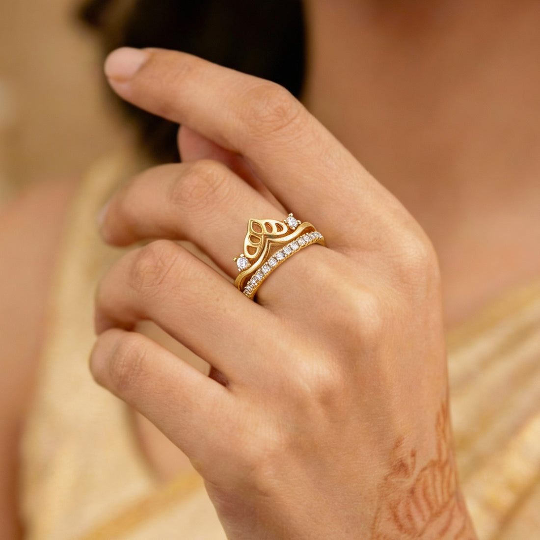 Artklim Gold-Plated Crown Spark Anti-Tarnish Ring