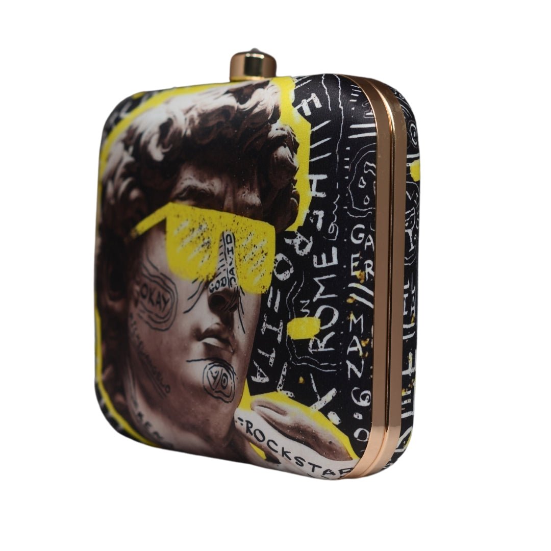 Artklim Black Asthetic Vibes Printed Clutch