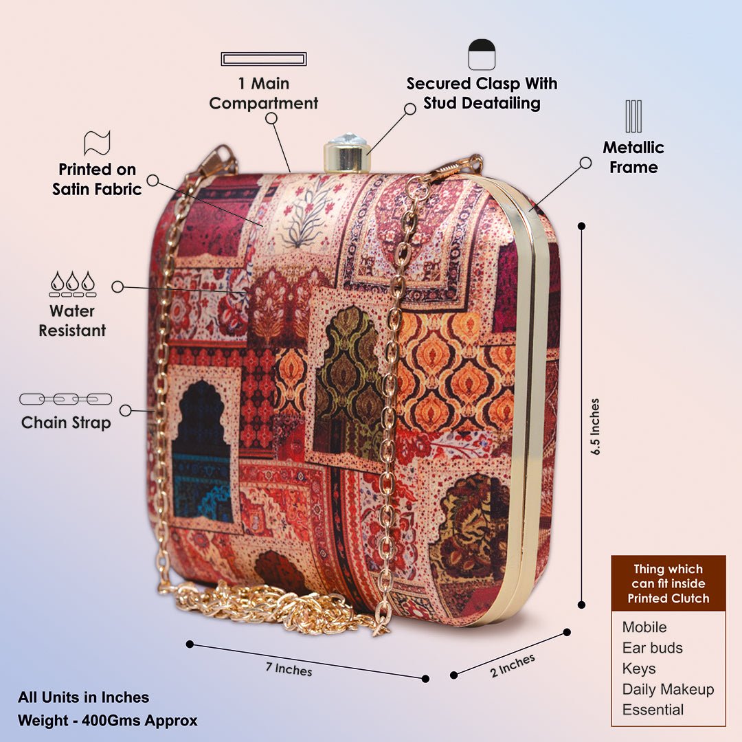 Artklim Mughal Style Doors Printed Clutch