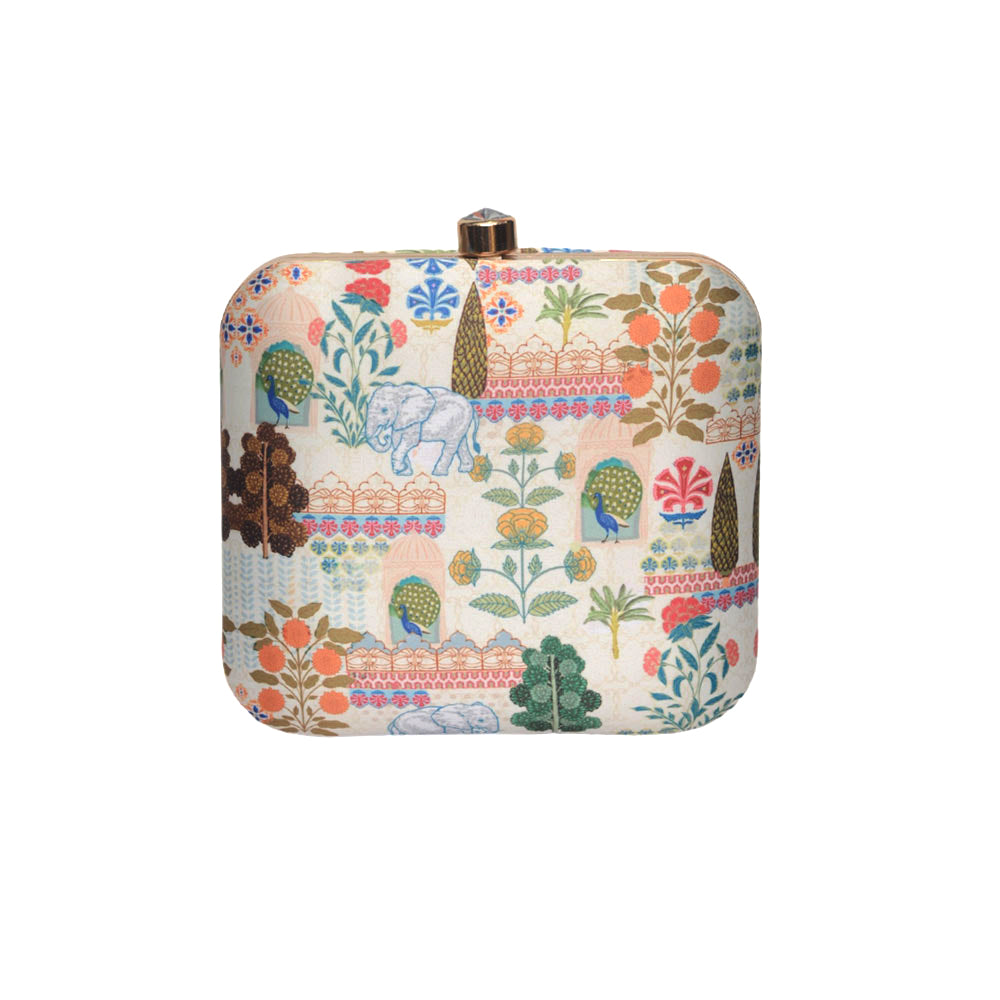 Beautiful Botanic Theme Printed Clutch