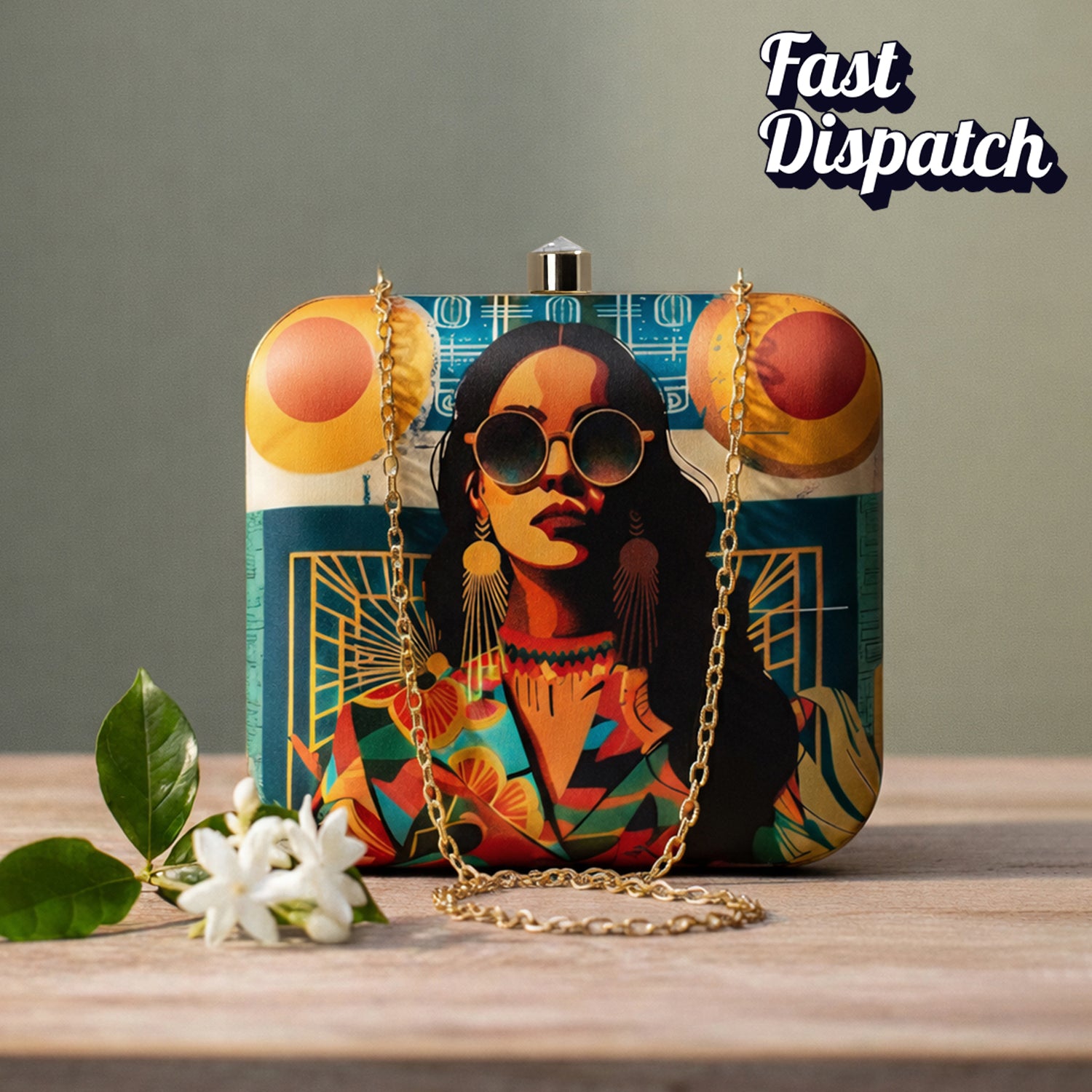 Glamourous Girl Printed Clutch