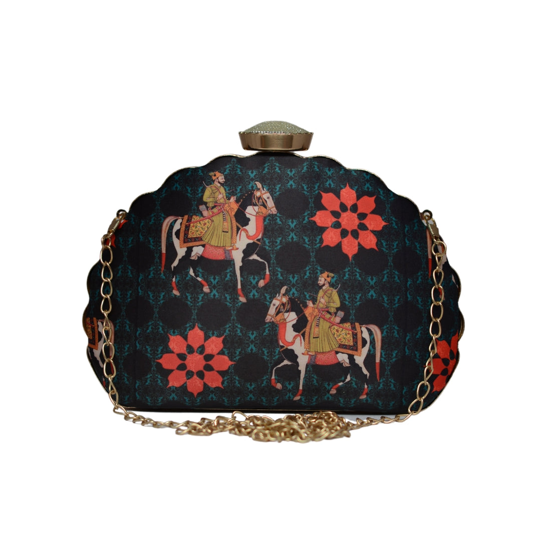 Artklim Modern Mughal Motif D-shape Clutch