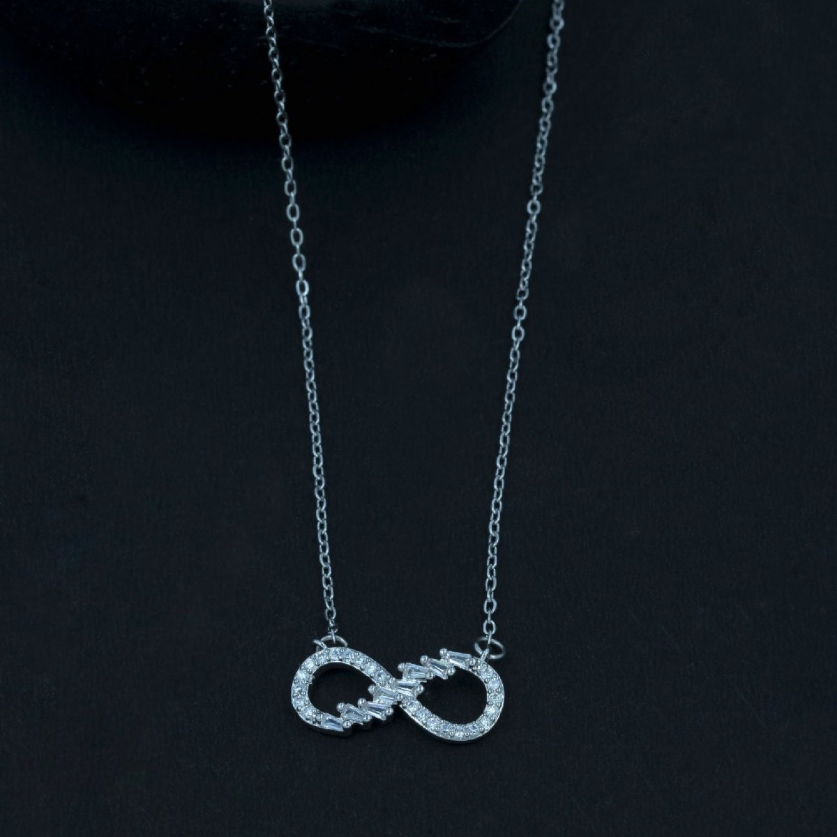 Artklim Infinity Stone Studded Silver Pendant Necklace