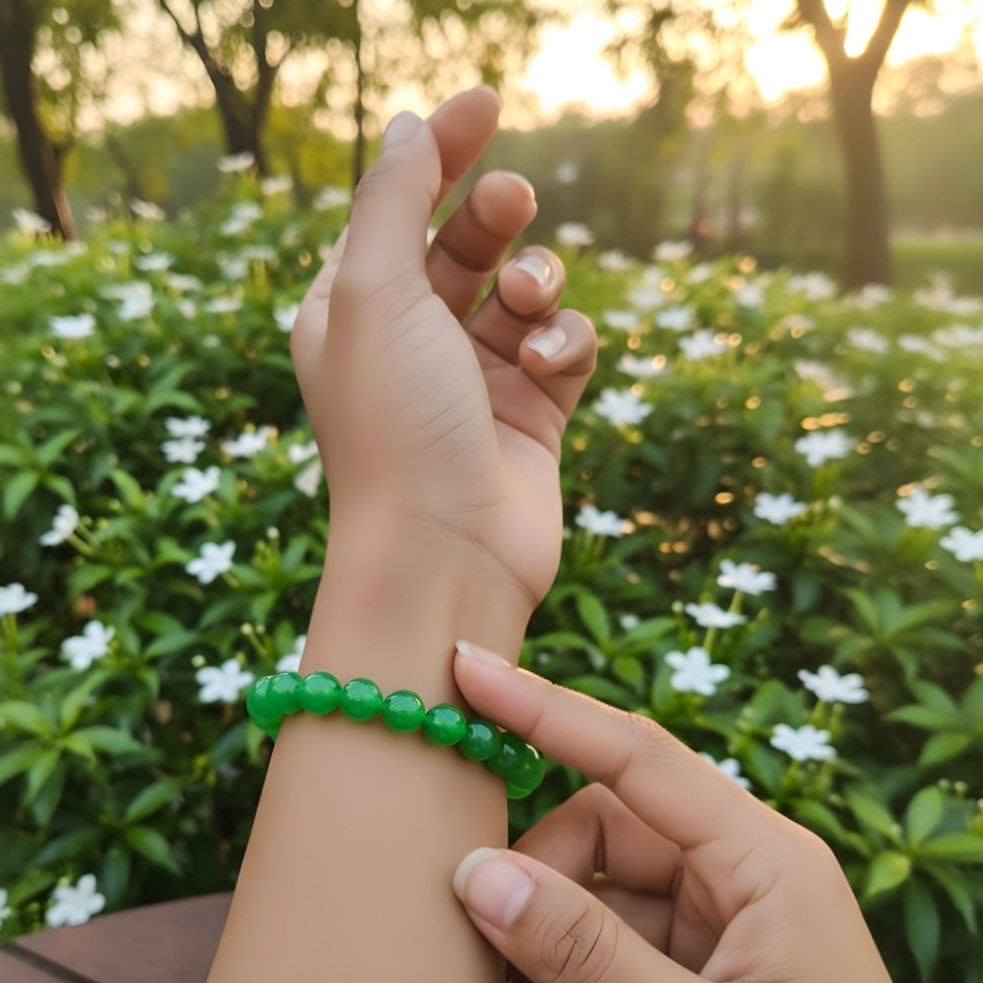 Natural Green Jade Gemstone Beaded Bracelets