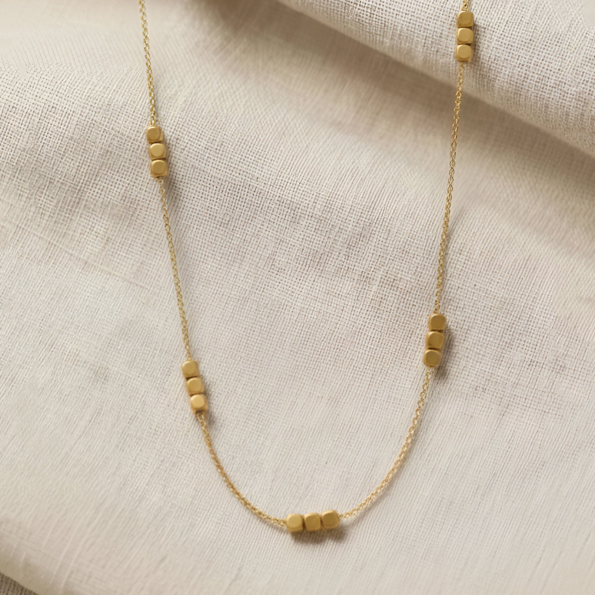 Artklim Gold Plated Minimal Gold Bead Pendant Necklace