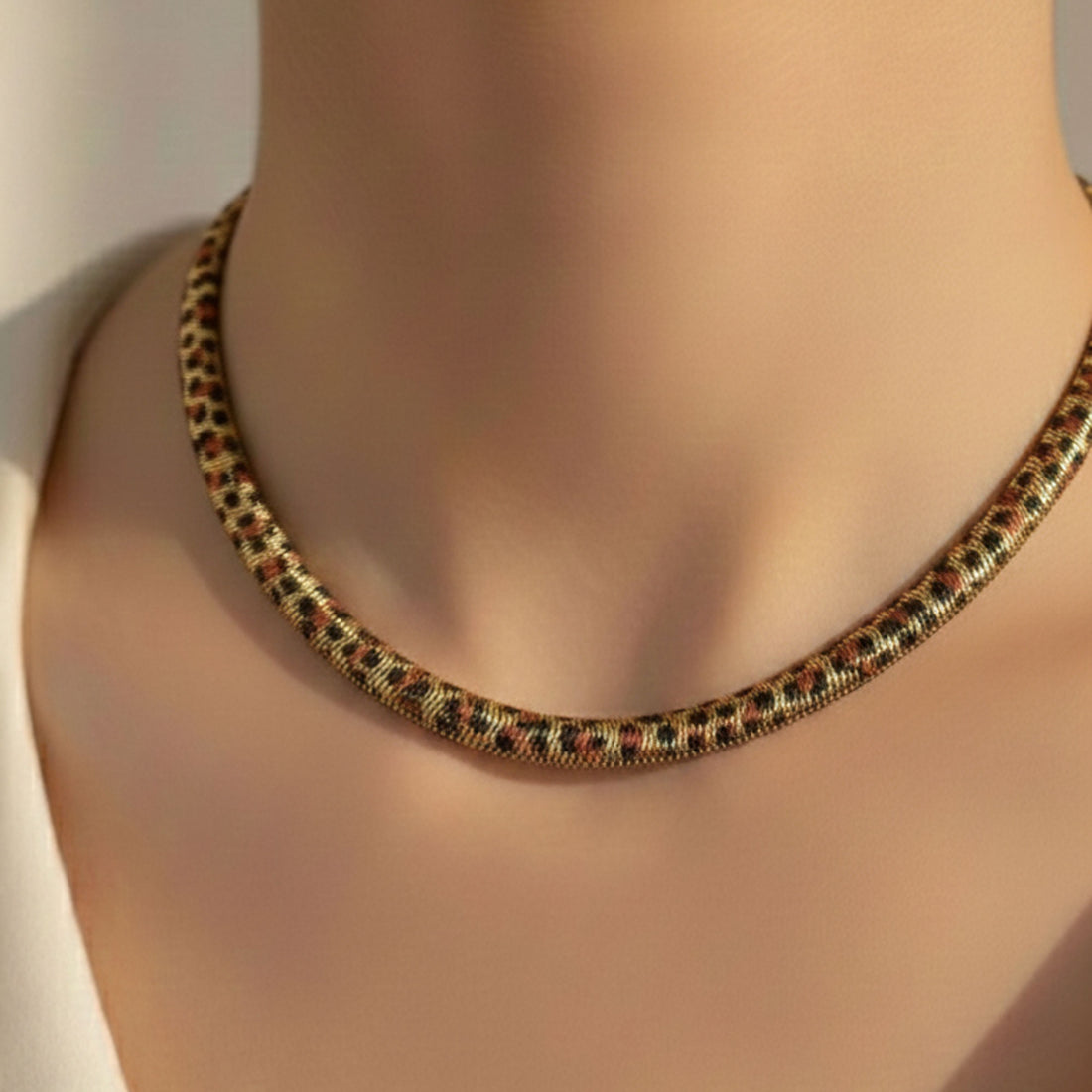 Artklim Gold Plated Leopard Pattern Statement Pendant Necklace