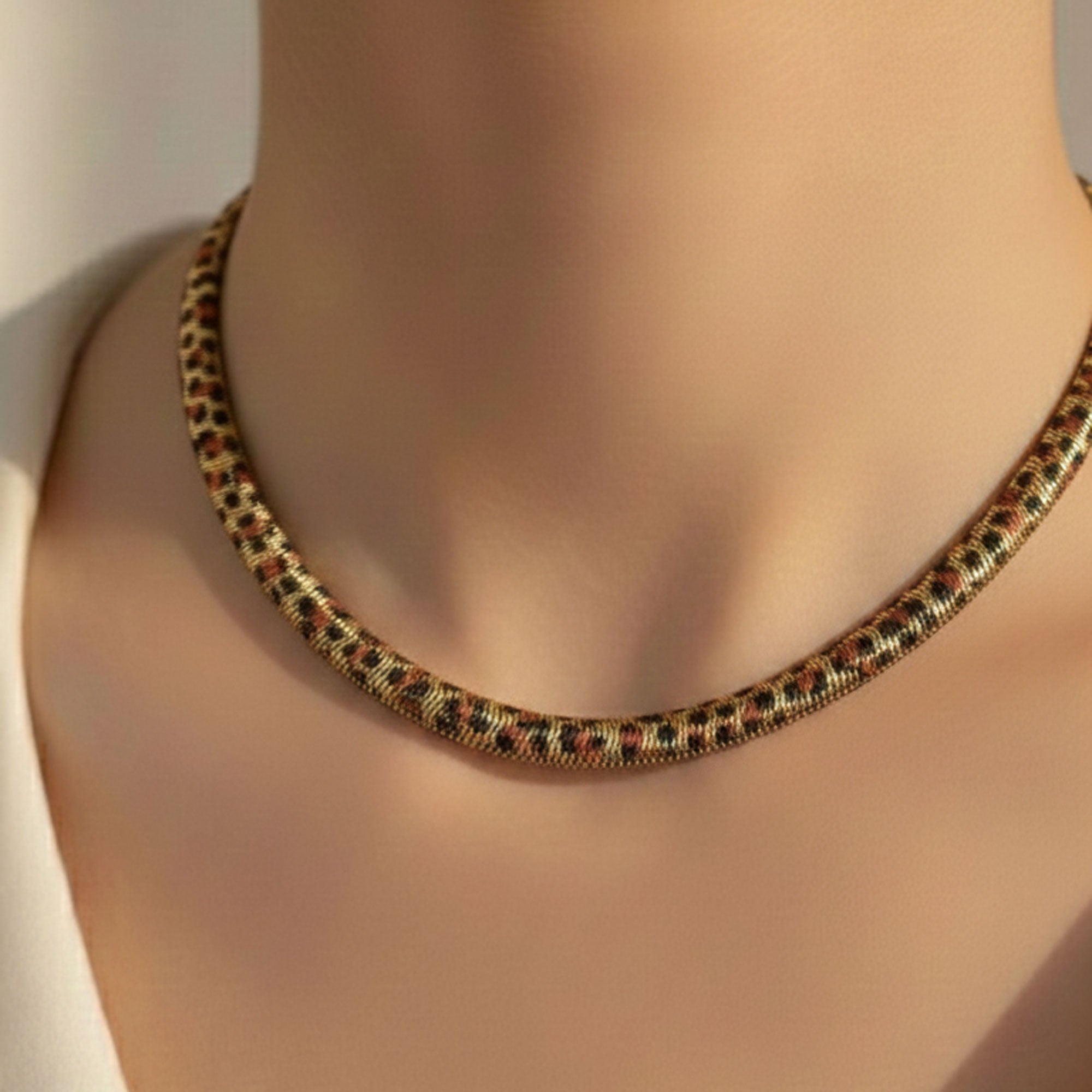 Artklim Gold Plated Leopard Pattern Statement Pendant Necklace