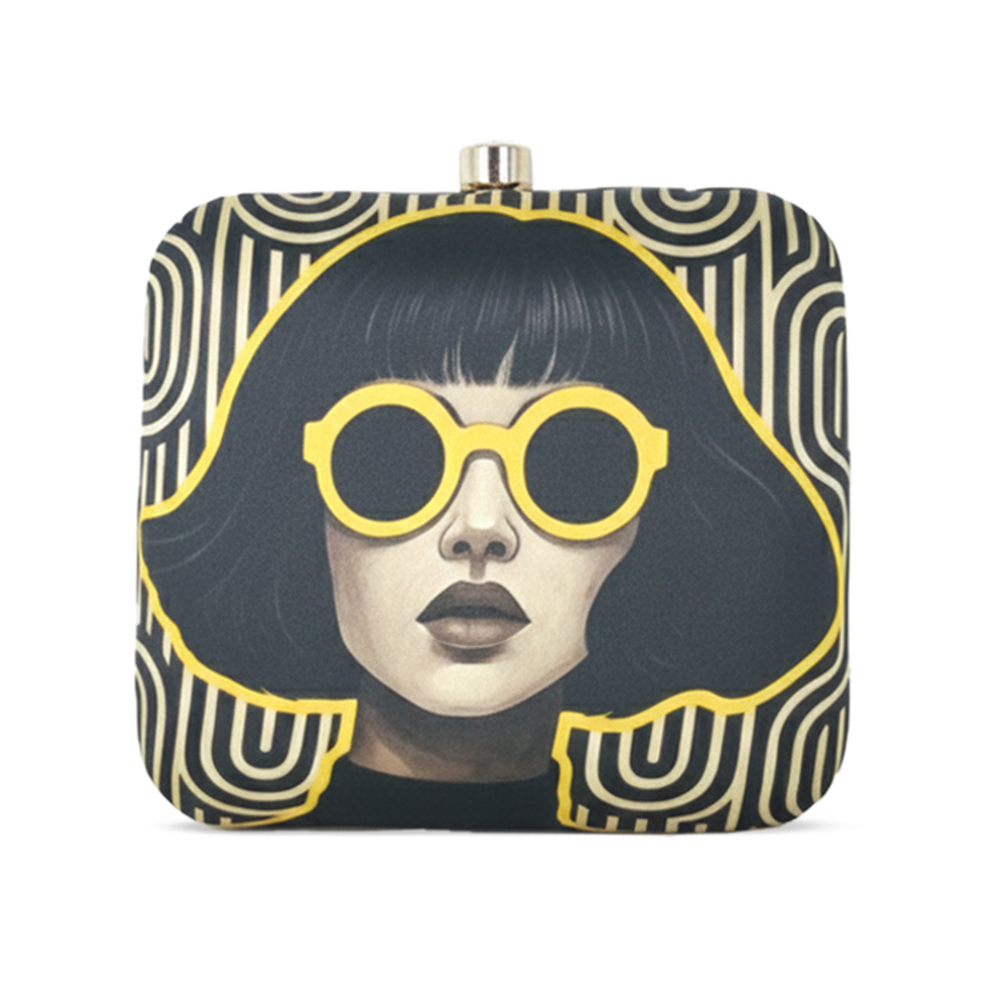 Party Ready Classic Girl Clutch & Gold Minimalist Round Earrings Combo