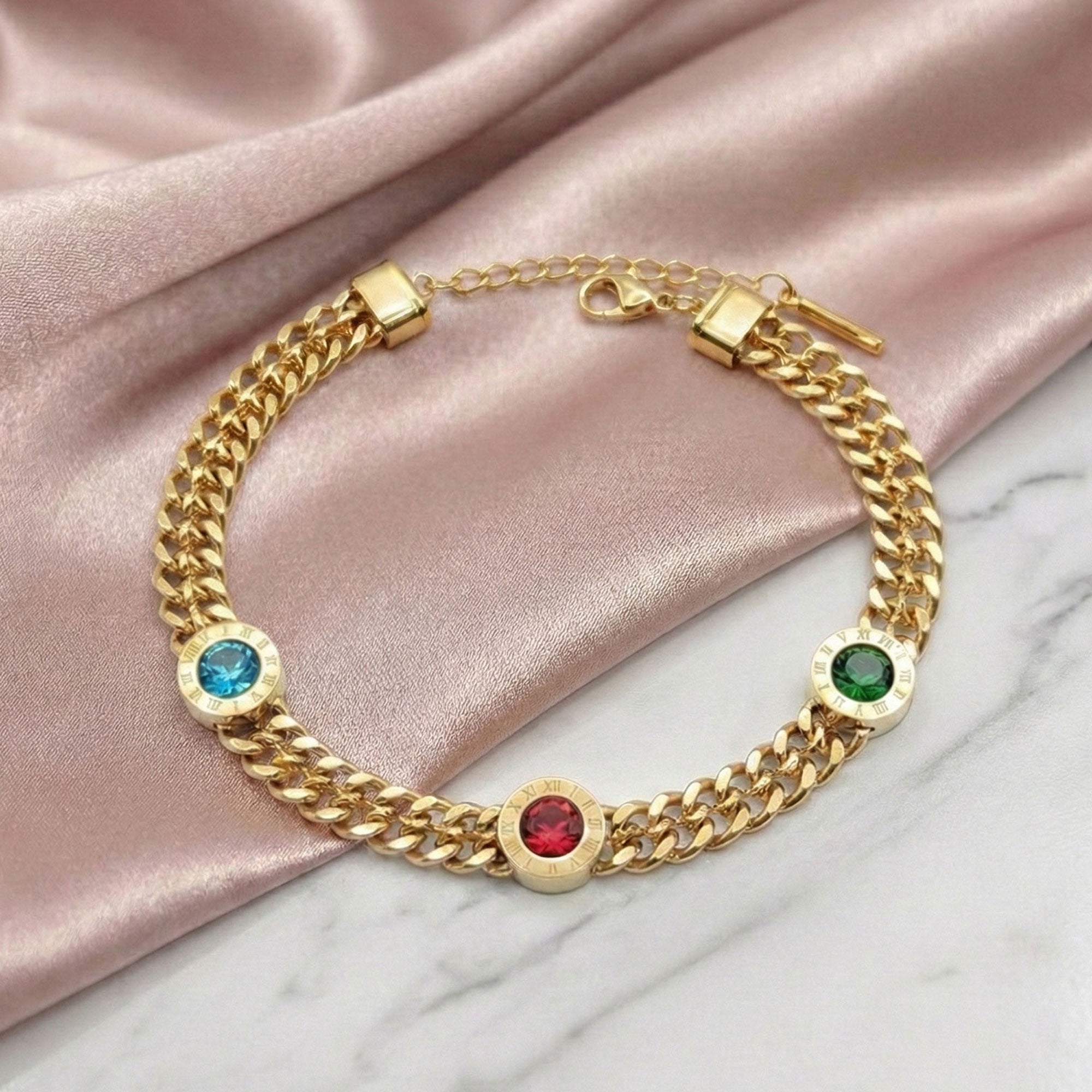Artklim Gold Plated Multicolor Stone Bracelet