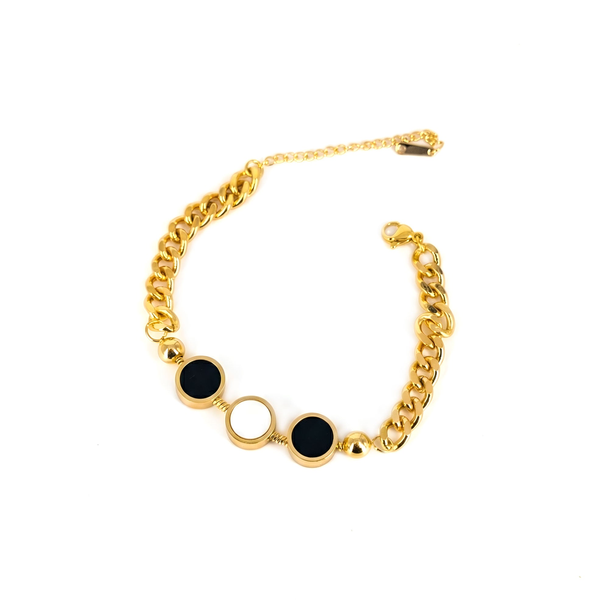Artklim Gold Plated Bold Black Charm Bracelet