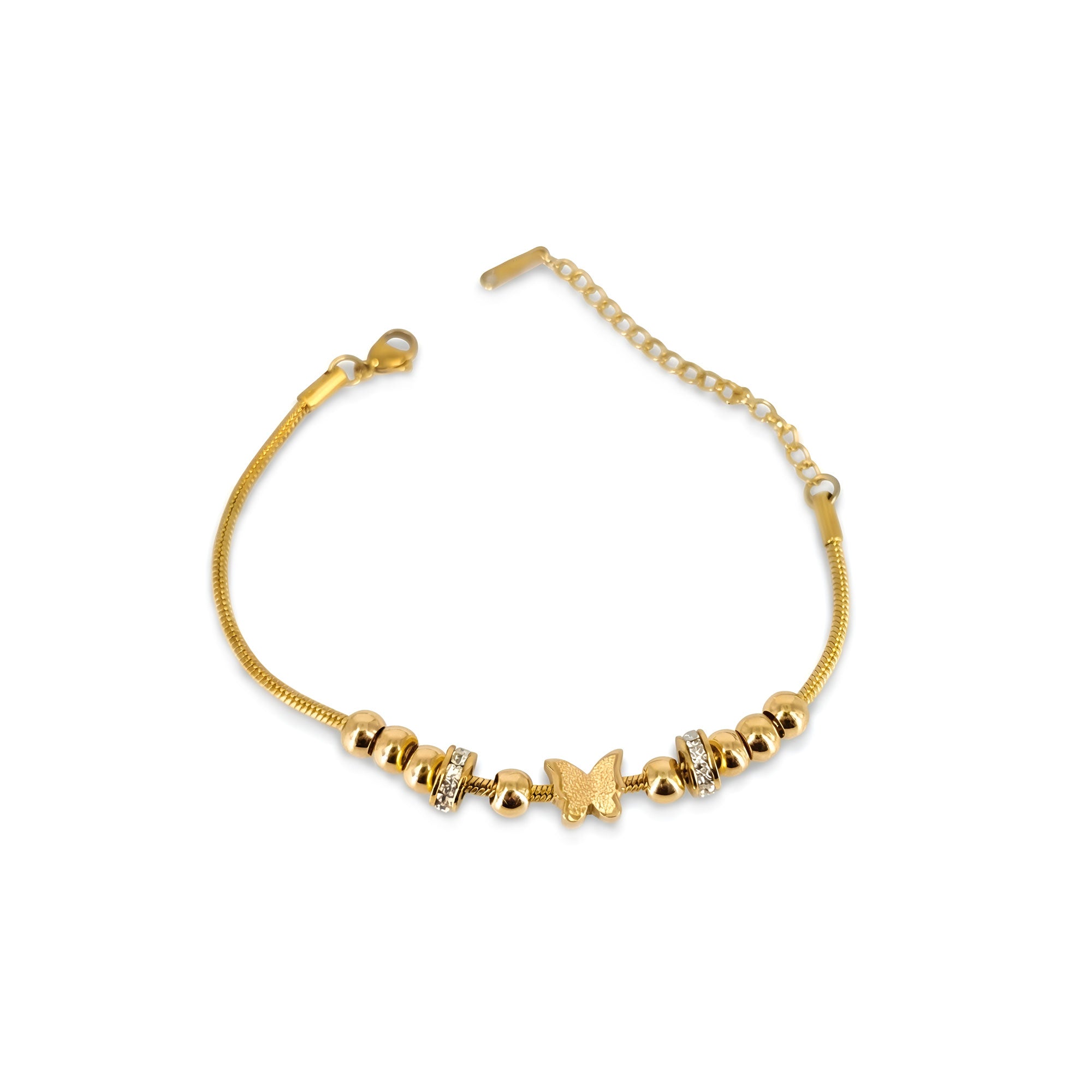 Artklim Gold Plated Butterfly Charm Bracelet