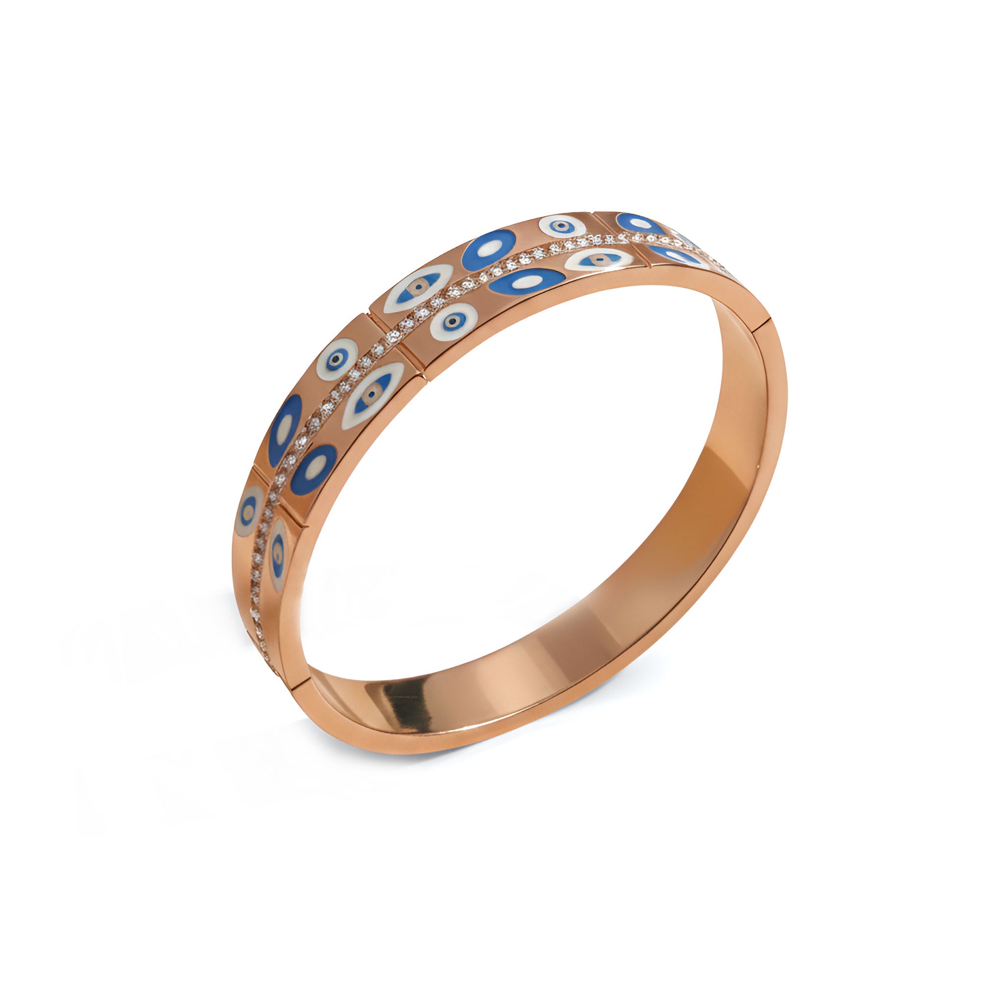 Artklim Gold Plated Mystic Eye Inlay Luxe Bangle Bracelet