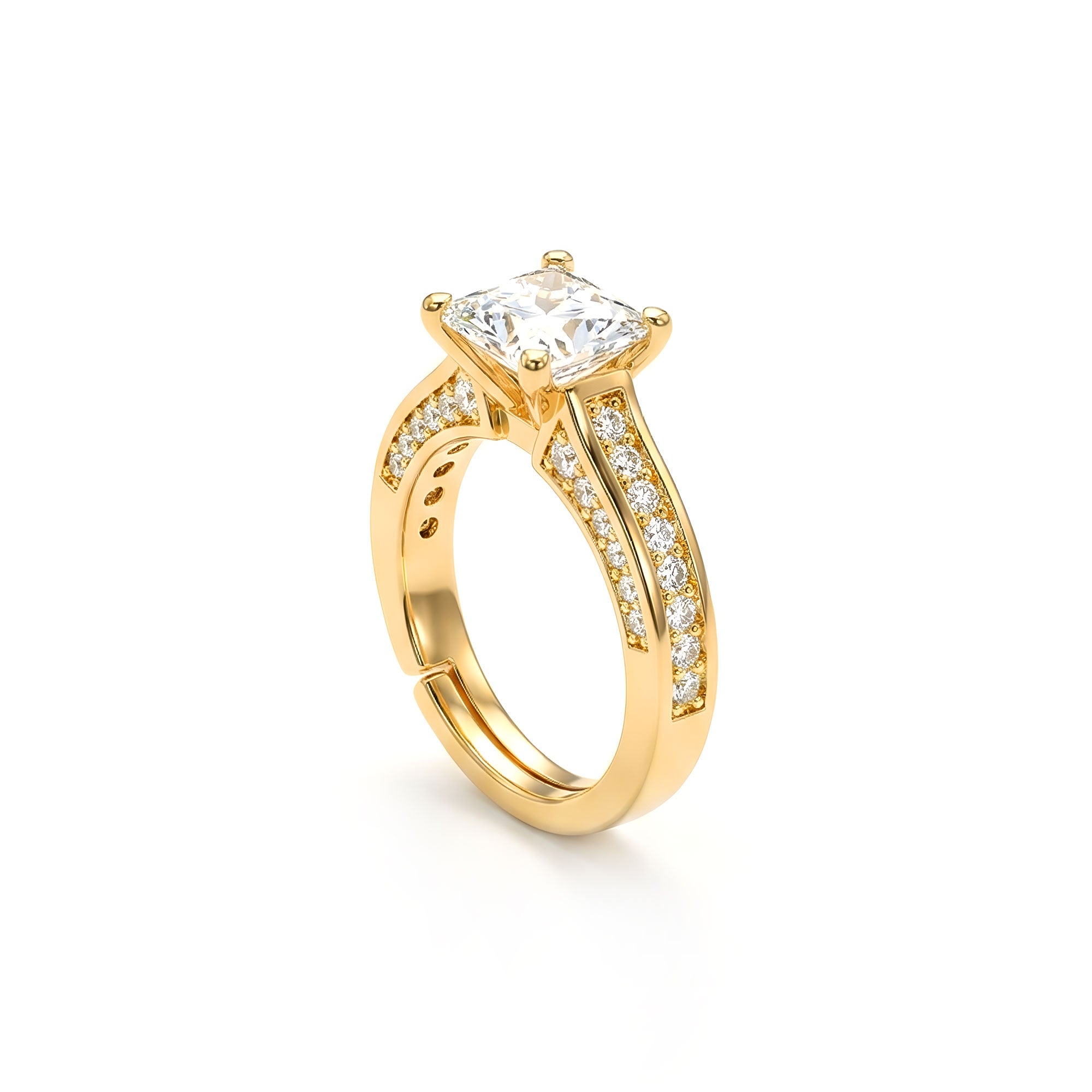 Artklim Gold-Plated Imperial Square Solitaire Anti-Tarnish Ring