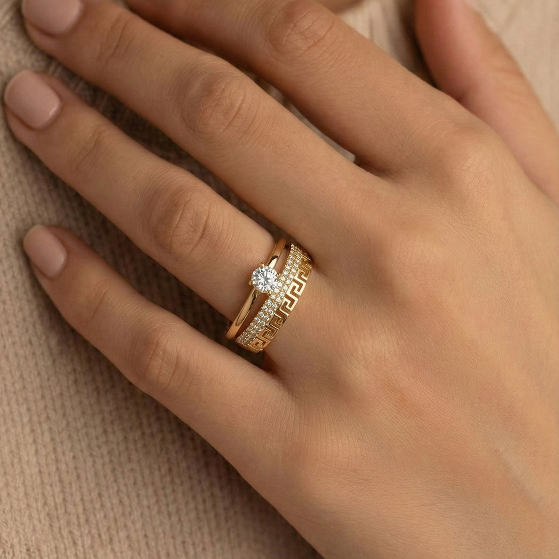 Artklim Gold-Plated Imperial Greek Key Anti-Tarnish Ring