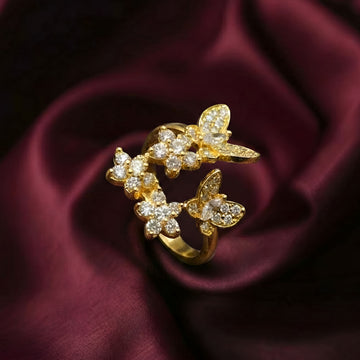 Artklim Gold-Plated Golden Butterfly Bloom Anti-Tarnish Ring