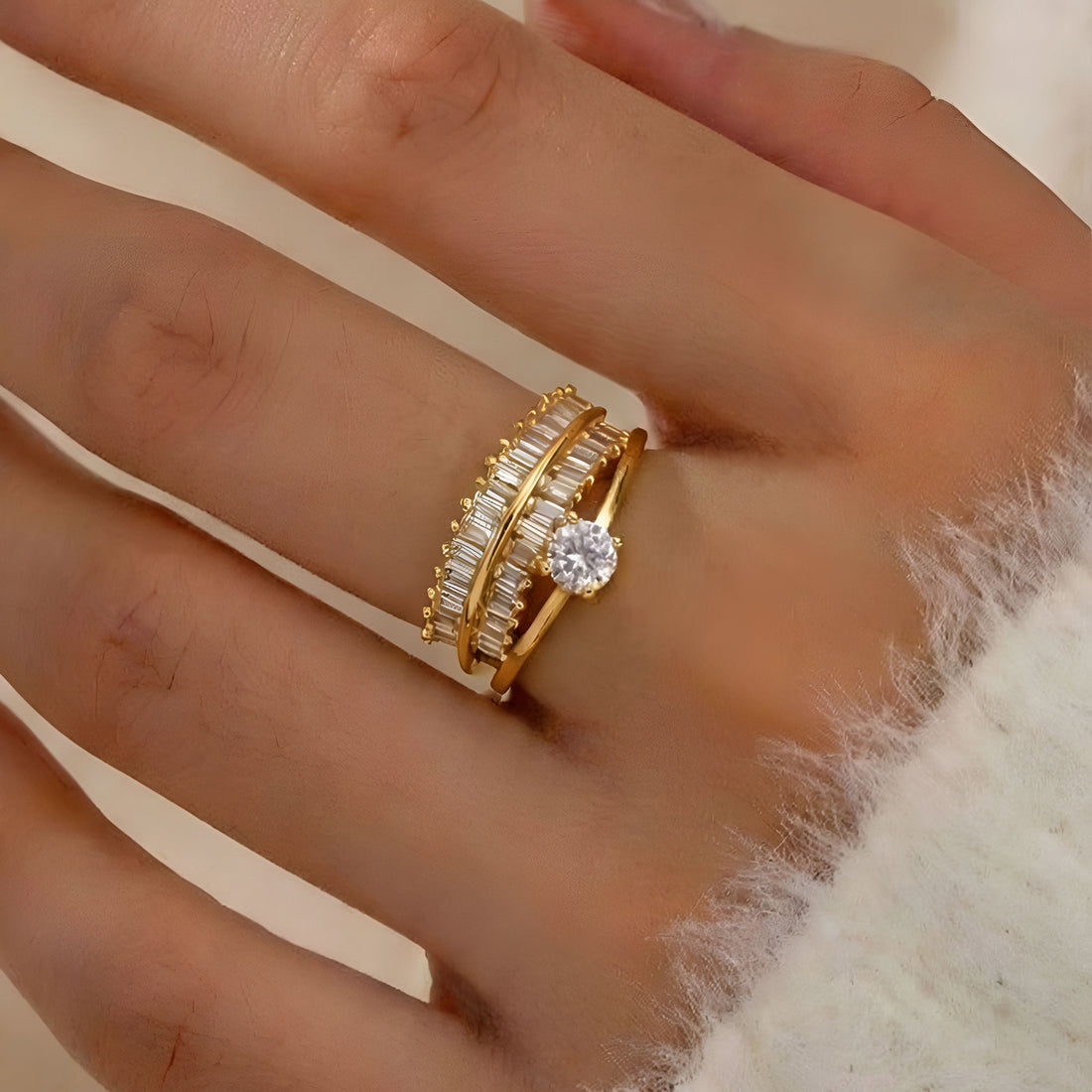 Artklim Gold-Plated Radiant Arc Anti-Tarnish Ring