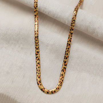 Artklim Gold Plated Leopard Pattern Statement Pendant Necklace