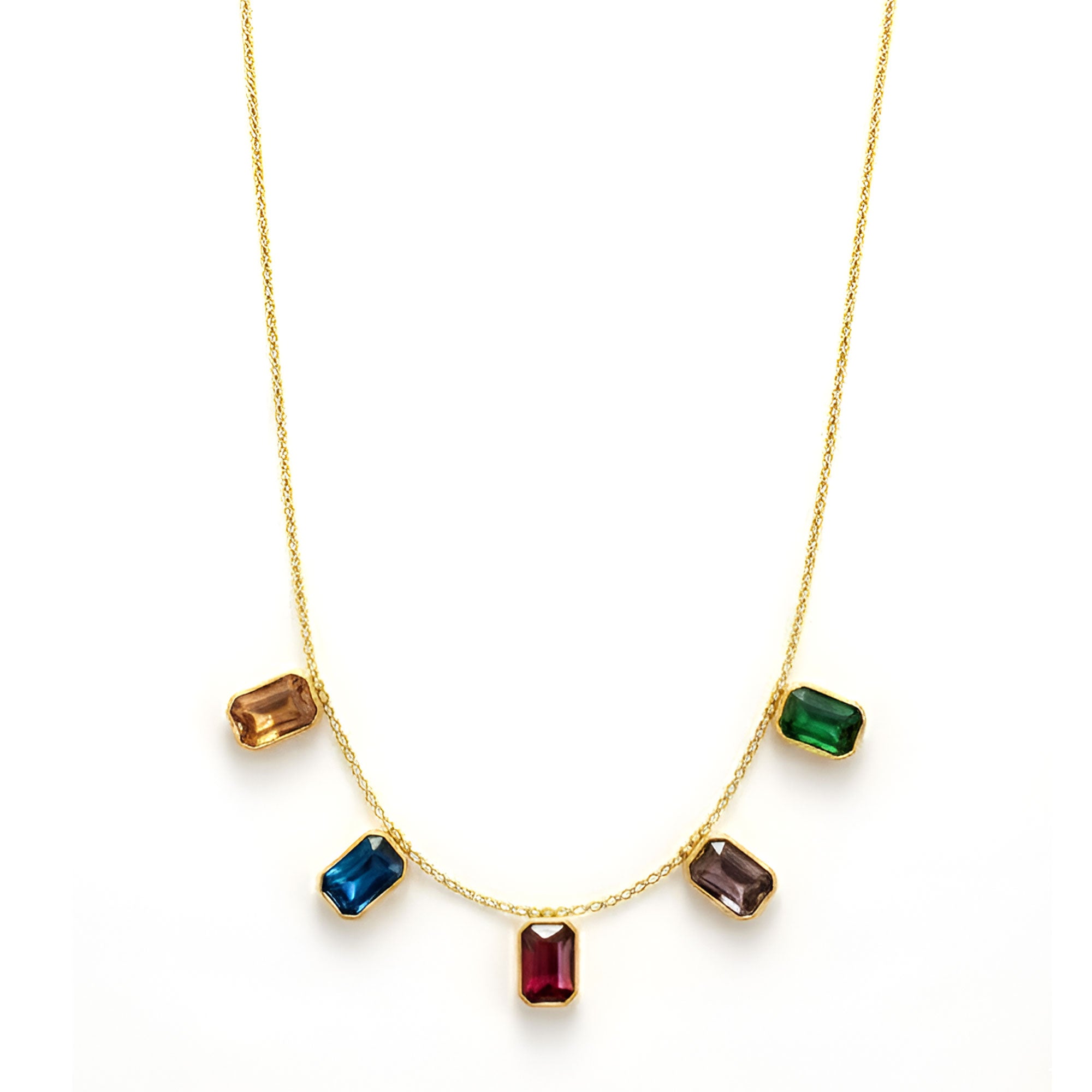 Artklim Gold Plated Gemstone Drop Gold Pendant Necklace