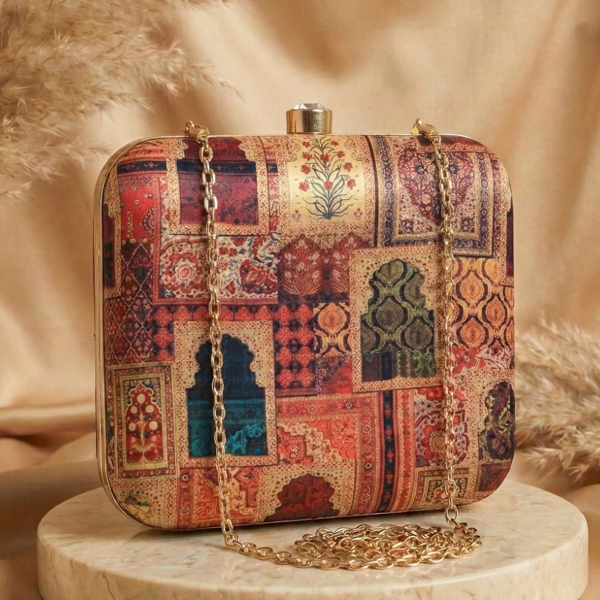 Artklim Mughal Style Doors Printed Clutch