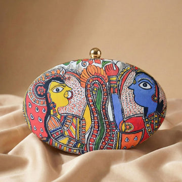Artklim Madhubani Print Oval clutch